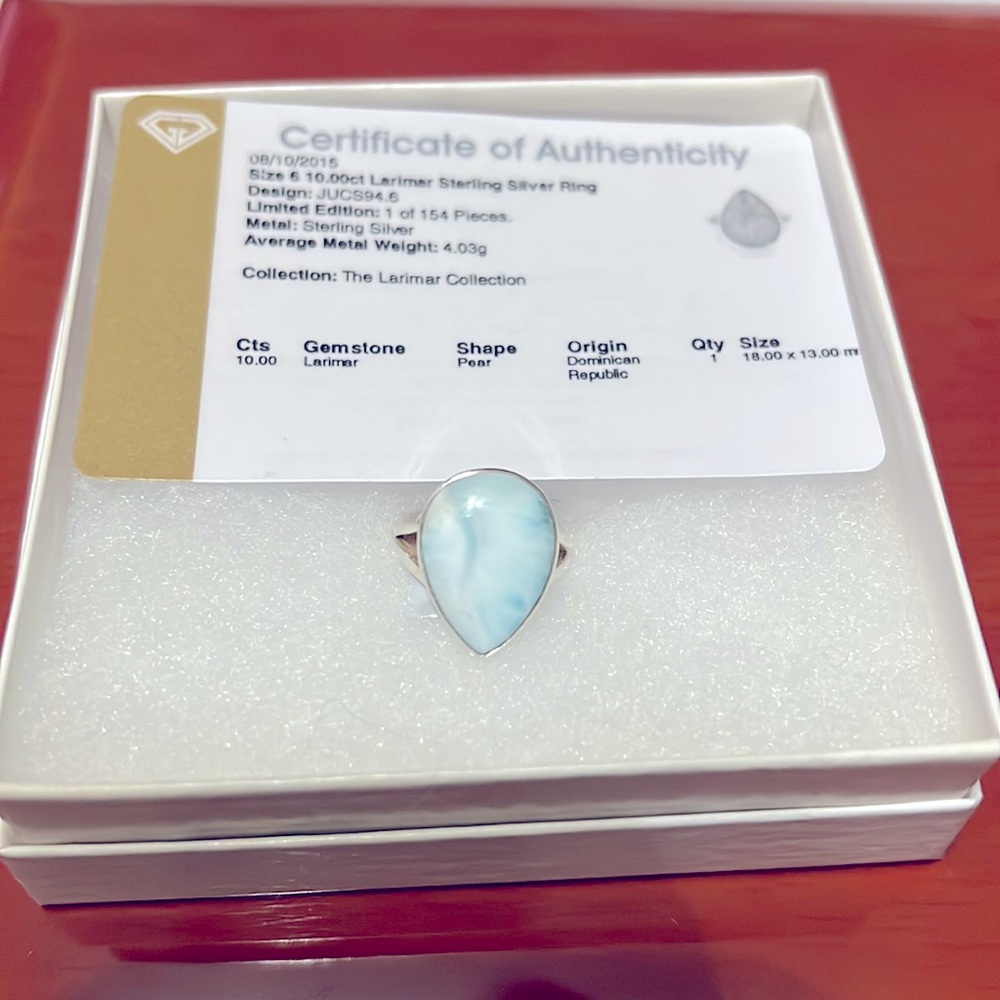 Larimar sterling silver ring